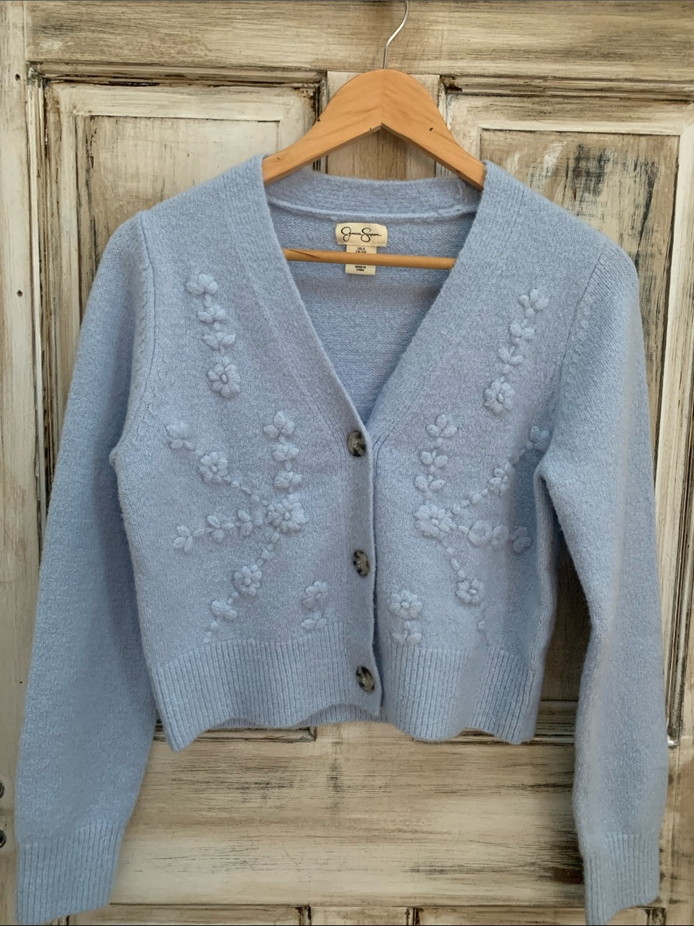 NWT, Jessica Simpson, Pastel Blue Floral Button Cardigan